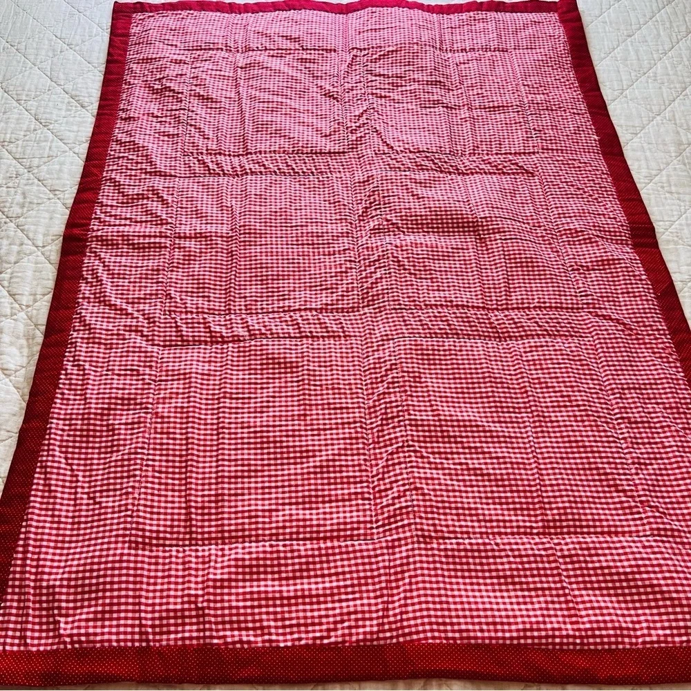Hand-Embroidered Redwork Quilt – “Career Cats” Theme – 6 Panels